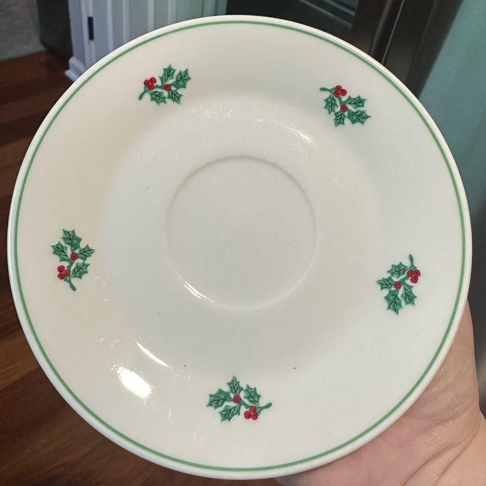 Gibson Holiday Saucer with Holly Design